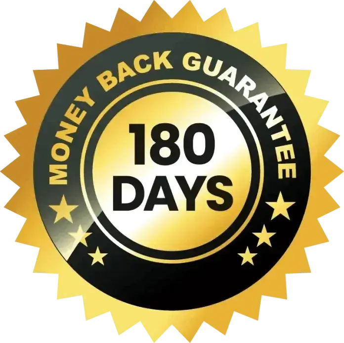180-day money-back guarantee badge